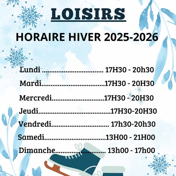 horaire loisirs 2026
